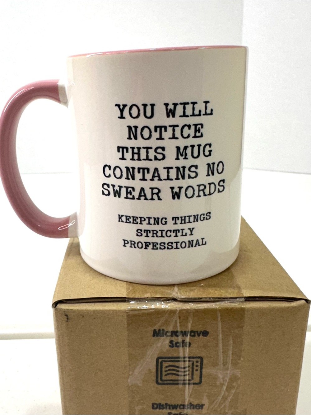 Retreez 11oc Pink Handle White Ceramic Mug with Humorous Text